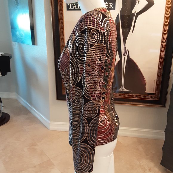 Janine Italy 80-90s Vintage Retro Metallic Top - Picture 3 of 5